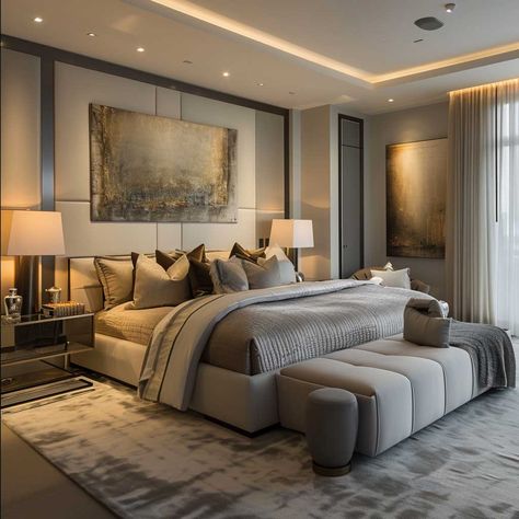 20+ Elegant Master Bedroom Interior Design Transformations • 333+ Images • [ArtFacade] Forest Modern Bedroom, Interior Of Bedroom, Bed Frame Inspiration, Modern Cosy Bedroom, Moody Luxury Bedroom, Luxurious Bedrooms Elegant, Dream Master Bedrooms Luxury, Luxury Homes Dream Houses Interior Bedrooms, Bedroom Ideas Modern Elegant