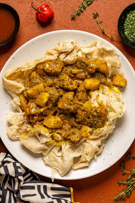 Homemade Curry Chicken Roti Chicken Curry And Roti, Roti And Curry Chicken, Curry And Roti, Curry Chicken Roti, Chicken Roti Recipe, Meal Aesthetic, Roti John, Chicken Roti, Barbados Food