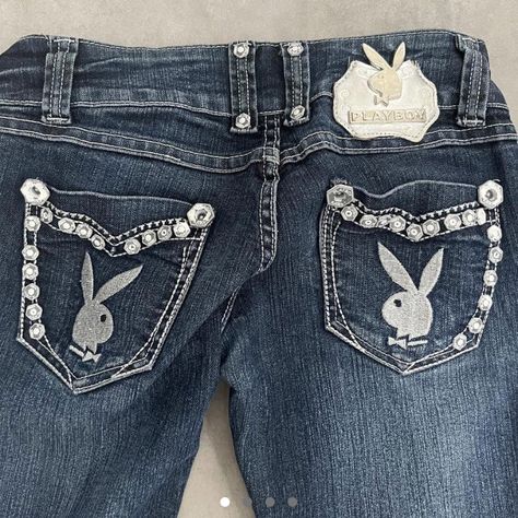 Playboy Bunny Jeans, 2000s Brands, Playboy Clothes, Jeans 2000s, 00s Mode, Mcbling Fashion, Trashy Outfits, Y2k Fits, 2000s Clothes