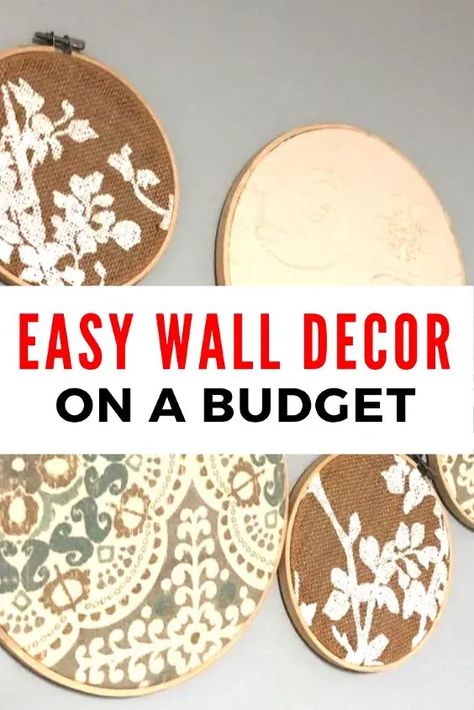 Are you looking for cute ideas to decorate your master bedroom wall? This wall decor is quick and easy and perfect if you're decorating on a budget. This simple idea can replace traditional artwork above your bed and is perfect if you have no headboard. #diy #bedroom #wall Bedroom Wall Decor Ideas Above Bed, Diy Bedroom Wall, No Headboard, Homemade Wall Decorations, Embroidery Hoop Decor, Headboard Diy, Diy Wall Decor For Bedroom, Jewelry Box Makeover, Christmas Decorations Cheap