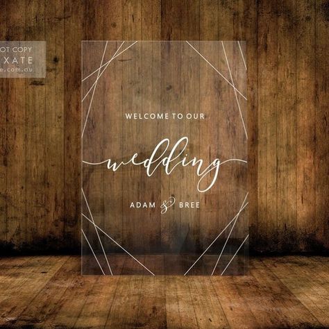 Marbella Wedding Planners on Instagram: “We are loving the new Perspex wedding trend at FiestaSol. Images via Pinterest #perspexwedding #perspexwedding #stylishwedding…” Perspex Sign, Wedding Guest Etiquette, Acrylic Wedding Welcome Sign, Entrance Signage, Decor Entrance, Custom Wedding Decor, Wedding Chalkboard Signs, Booth Wedding, Trendy Bride