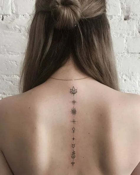 spine tattoo designs ideas Back Tattoo Women Spine, Back Tattoo Ideas, Think Tattoo, Cool Back Tattoos, Girl Back Tattoos, Taurus Tattoos, Omerta Tattoo, Handpoke Tattoo, Spine Tattoos For Women