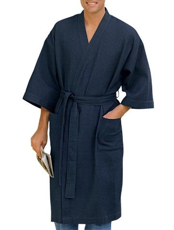 Harbor Bay® Waffle-Knit Kimono Robe Knit Kimono, Bathrobe Men, Tall Men Clothing, Men's Robes, Big Clothes, Long Sleeve Plaid, Tall Guys, Mens Big And Tall, Big And Tall