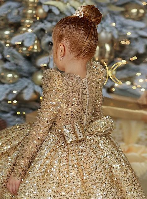 Gold Kids Dress, Christmas Dress For Baby Girl, Cute Prom Dress, Baby Girl Gown, Prom Dress Tulle, Kids Party Wear Dresses, Kids Party Wear, Cheap Flower Girl Dresses