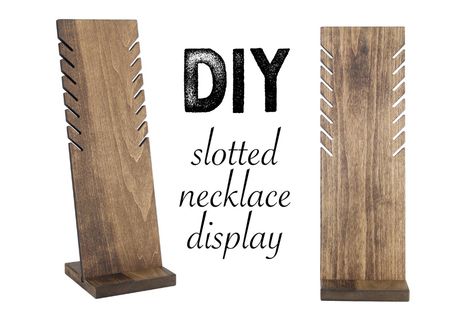 Bracelet Displays For Craft Shows, Display For Craft Show, Diy Necklace Display Stand, Diy Necklace Display, Wooden Jewelry Display, Wood Jewelry Diy, Basic Woodworking, Wood Jewelry Display, Necklace Displays