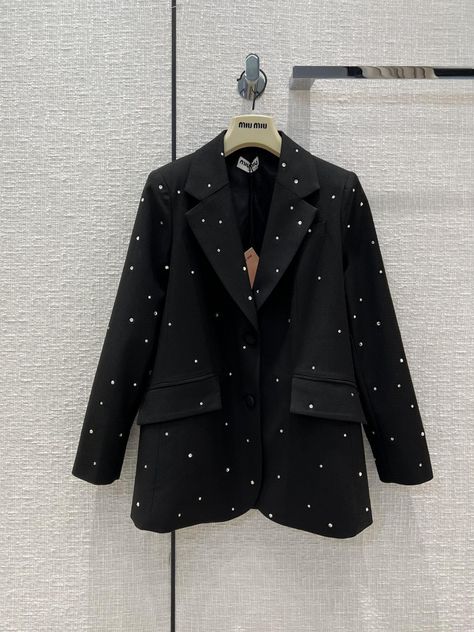 Rhinestone Blazer, Ropa Upcycling, New Year’s Eve Outfit, Business Dress Women, Fiesta Outfit, Jackets Black, Diy Jacket, Coat Women Fashion, Eve Outfit