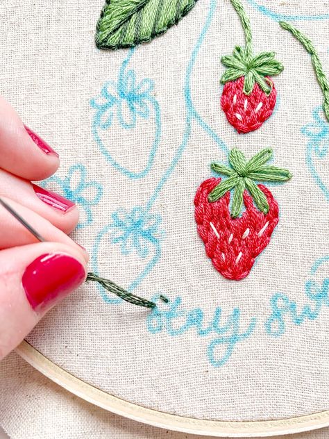 Haley Hamilton Art | Botanical Embroidery Kits, Patterns, & Supplies Strawberry Embroidery Pattern, Embroidery Basics, Strawberry Embroidery, Tassel Embroidery, Hamilton Art, Cactus Embroidery, Botanical Embroidery, Learning To Embroider, Hand Embroidery Kits