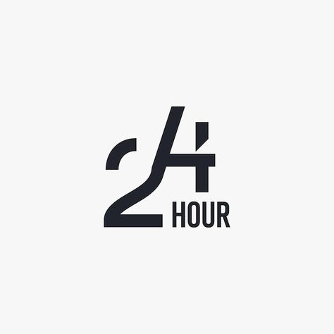 Vector 24 hour minimal logotype vector l... | Premium Vector #Freepik #vector #clock #time-clock #clockwise #hour Minimal Logotype, 24 Hour Clock, Time Clock, Logo Icon, Logo Icons, Brand Design, Vector Logo, Logo Branding, Premium Vector