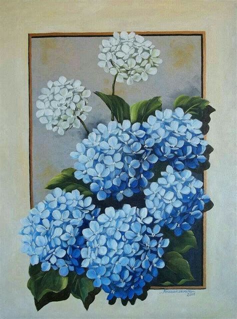 Hydrangeas Art, Hydrangea Painting, Portuguese Tiles, Tile Murals, Tole Painting, Flower Art Painting, Arte Floral, Diy Canvas Art, Fabric Painting