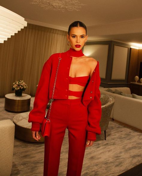 @lemeuriceparis can we change the name “Belle Etoile Suite” to Chez Bruna? Merci 💋 | Instagram Looks Street Style, October 10, Night Out Outfit, Red Pants, Looks Chic, Red Outfit, Fancy Outfits, Outfits Casuales, Look Cool