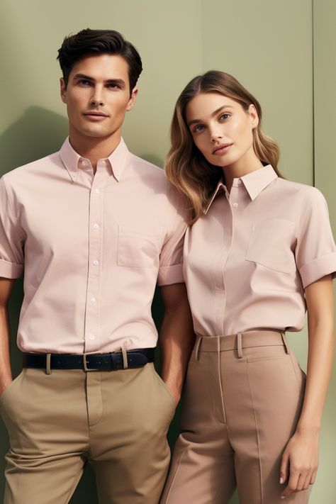 Pale Pink Shirt with Khaki Pants Classy Color Combinations, Khaki Pants Outfit Men Formal, Light Khaki Pants Outfit, Men Shirt Style Formal Classy, Men Shirt Style Formal, Khaki Pants Outfit Men, Uniform Inspiration, Pink Shirt Outfit, Brown Pants Men