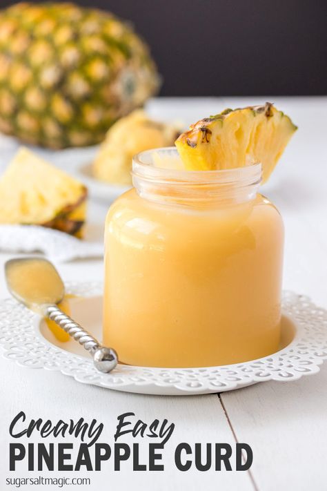 This Creamy Easy Pineapple Curd is all of those things and more. You can make this curd recipe quicker than you could drive to the shop and buy it using simple ingredients. #sugarsaltmagic #pineapplecurd #fruitcurd #curdrecipe #easycurdrecipe #pineapple #tropicaldesserts #tropicalrecipes #lemoncurd  via @sugarsaltmagic Pineapple Curd, Tropical Desserts, Dessert Mousse, Lemon Curd Recipe, Tropical Food, Curd Recipe, Cake Fillings, Sweet Sauce, 140 Pounds