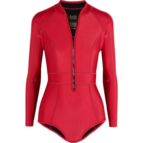 Duskii Saint Tropez paneled neoprene swimsuit (4,190 MXN) ❤ liked on Polyvore featuring swimwear and red Zip Swimsuit, Neoprene Swimwear, Sport Bathing Suit, Sports Swimwear, Neoprene Swimsuits, Red Bathing Suits, Bathing Suit Styles, Sports Swimsuits, Long Sleeve Swimwear