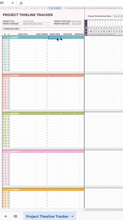 Project Timeline Tracker - Gantt Chart - Task Tracker - To Do List - Project Management Project Tracking, Project Coordinator, Project Timeline, Youtube Automation, Task Tracker, Office Automation, Social Media Automation, Gantt Chart, Progress Bar