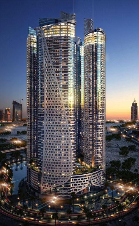 A Flagship Projec of Damac Properties High Rise Buildings, Dubai Architecture, Building Aesthetic, Future Buildings, Modern Architecture Building, Tall Buildings, Skyscraper Architecture, Architecture Building Design, Hotel Architecture