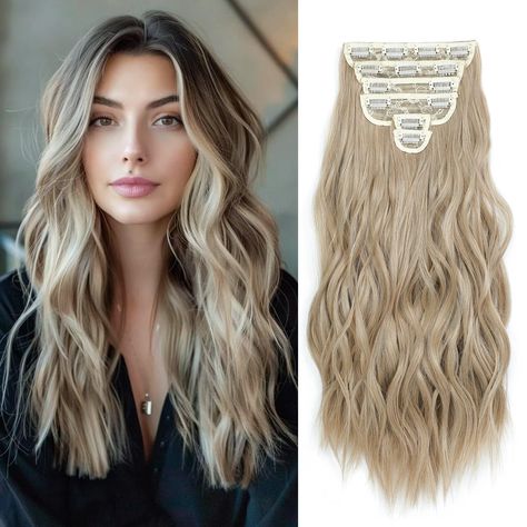 PRICES MAY VARY. ❤【Thick Hair Extensions】--20 Inch 6pcs clip in hair extensions, at 230gcan full head looks more beautiful. Each pack includes: 2 pieces of 4 inch wide 2 clip ins hair, 2 pieces of 1.5 inch wide 1 clip ins hair, 1 piece of 5 inch wide 3 clips in weft; 1 piece of 7 inch wide 4 clips in weft. (Weight is within people tolerance.If you feel too heavy, please reduce pieces you wear.) ❤【Advantage & Convenient】-- Compared with traditional hair extensions, our hair extension uses BB clip Clip In Hair Extensions Before And After, Brown Extensions, Thick Hair Extensions, Permanent Hair Extensions, Hair Extensions Before And After, Hair Extentions, Best Clips, Shades Of Blonde, Real Hair