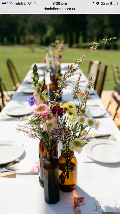 Wild Flower Wedding Centerpiece, Wildflower Centerpieces, Wildflower Wedding Theme, Cozy Fall Bedroom, Fall Bedroom Decor, Reception Table Decorations, Fall Bedroom, Wedding Table Decorations, Cute Wedding Ideas