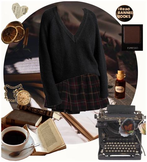 Writer Aesthetic Outfit, Writer Outfits Aesthetic, Writer Outfits, General Outfit, Brown Png, Writer Aesthetic, Clothing Aesthetics, Slytherin Fashion, Academic Aesthetic