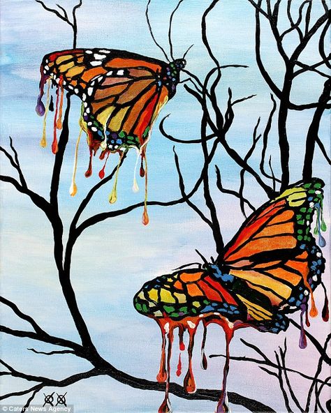 John Bramblitt art piece, this guy is blind and creates amazing works of art. John Bramblitt, Jar Art, Butterfly Drawing, Palette Knife Painting, Drip Painting, Easy Diy Art, Hippie Art, Colorful Paintings, Diy Art