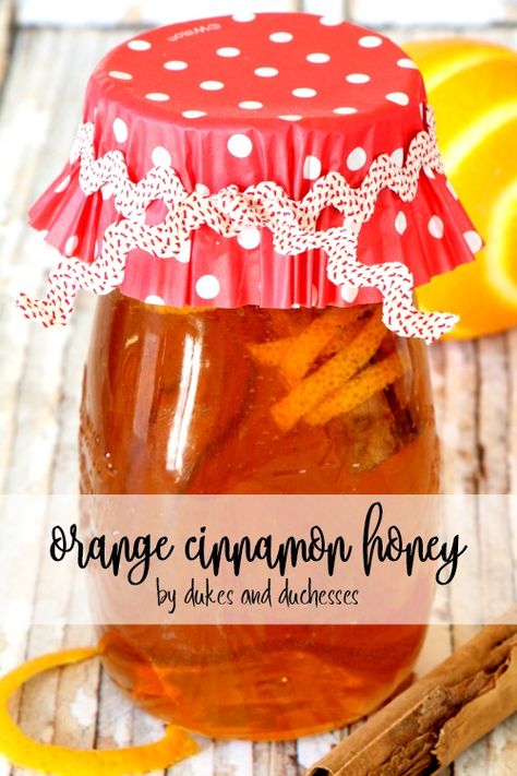 orange cinnamon honey recipe and gift idea Infused Honey, Easy Homemade Gifts, Cinnamon Honey, Honey Recipes, Honey And Cinnamon, 140 Pounds, Good Health Tips, In A Jar, Healthy Living Lifestyle