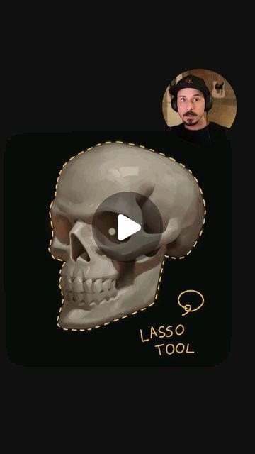 Lunar Academy on Instagram: "Are you making the most of the lasso tool? 🤠

It’s a valuable weapon for making your digital painting faster and easier 🚀

Beginner artists often underutilize the lasso feature. But when you see professionals at work, you’ll notice they reach for it constantly!

See how @leoniarte makes full use of the lasso tool by:

✨ Creating edge variation
✨ Softening selections
✨ Switching between lasso types

Learn how to paint like Leoni on his on-demand course “Digital Painting 101” – link in bio 🚀

#photoshop #digitalpainting #digitalartist #conceptart #illustration #digitalart #digitalillustration #arttutorial #drawing #2dart #artcourse #arttips" Skull Reference, Painting 101, Learn How To Paint, Art Courses, 2d Art, Learn To Paint, Art Tips, How To Paint, Art Tutorials