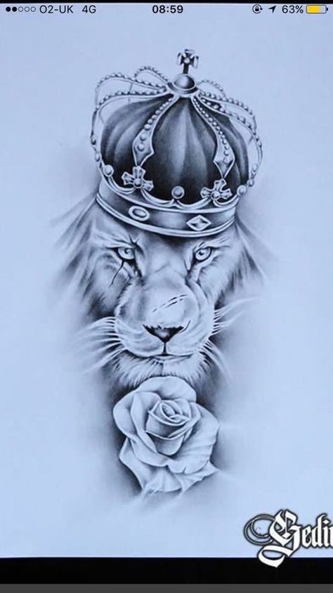 Lion Tattoo Sleeves, Petit Tattoo, Crown Tattoo Design, Lion Head Tattoos, Leo Tattoos, Lion Tattoo Design, Bedroom Decals, Geniale Tattoos, Crown Tattoo