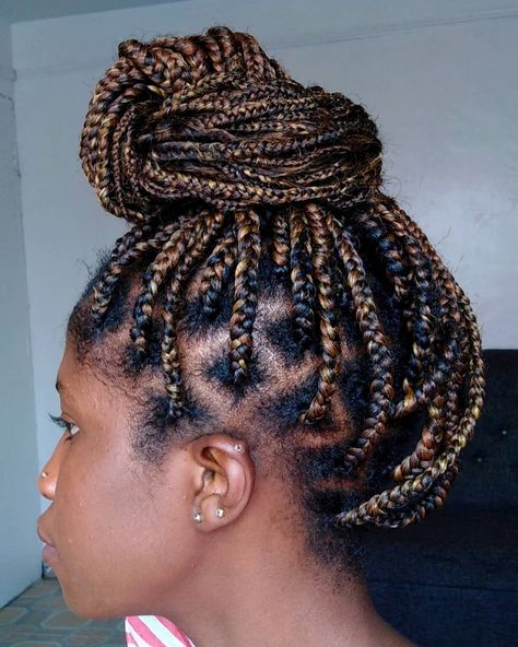 Knotless box braids with blended Color 30 and 27. Honey Blonde box Braids. Goldie knotless Braids. Blended Color Box Braids, Box Braids Honey Blonde, Braid Blends, Diy Knotless Box Braids, Non Braided Hairstyles, Braids On 4c Hair, Braids Honey Blonde, 30 Box Braids, Honey Blonde Box Braids