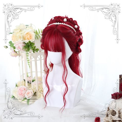 Gold Wigs, Pelo Anime, Red Curly Hair, Anime Wigs, Long Curly Wig, Halloween Wigs, Red Wigs, Size Difference, Curly Wig