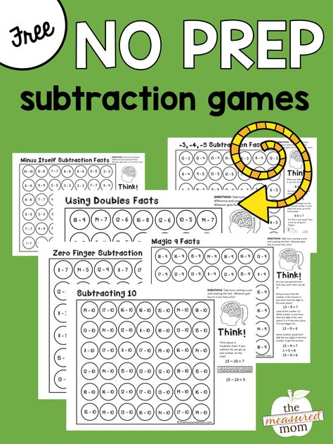 Games For Students, Doubles Facts, The Measured Mom, Measured Mom, Free Math Games, Subtraction Strategies, Subtraction Games, Math Subtraction, Math Intervention