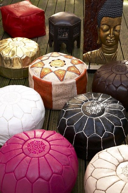 moroccan pouffe $165 Art Marocain, Tv Rooms, Moroccan Pouffe, Moroccan Lounge, Moroccan Leather Pouf, Moroccan Interiors, Moroccan Leather, Moroccan Pouf, Leather Pouf