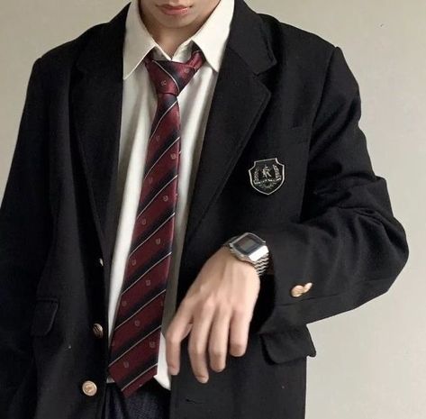 @BLAIRIUM (•ᴗ•,, ) School Boy Aesthetic, Boy School Uniform, Mens Uniform, School Uniform Fashion, School Uniform Outfits, Boys Uniforms, Boys School Uniform, Estilo Preppy, Uniform Fashion