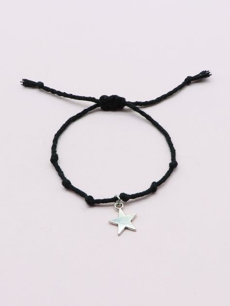 Knot Decor, String Bracelets, Embellished Fashion, Black Bracelet, Jewelry Accessories Ideas, Star Bracelet, Star Jewelry, Bracelet Black, String Bracelet