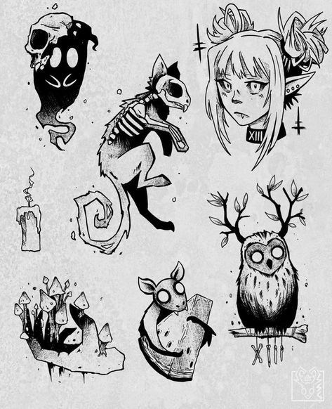 Line Tattoo Ideas, Tattoo Practice, Goth Tattoo, Creepy Tattoos, Spooky Tattoos, Line Tattoo, Tattoo Art Drawings, Halloween Tattoos, Tattoo Flash Art