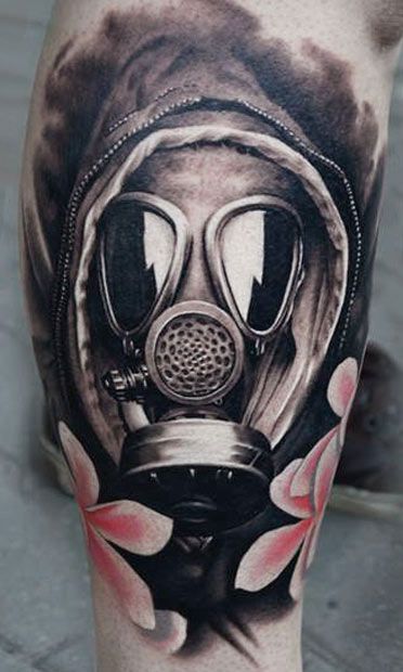 Tattoo Artist - A.d. Pancho - mask tattoo  Make it a little boy from the 1940's/60's wearing a gas mask and asking "are you my mummy". Freak out whovians everyday Macabre Tattoo, Mask Tattoos, Gas Mask Tattoo, Realism Tattoos, Sick Tattoo, Gas Masks, Mask Tattoo, 3d Tattoos, 3d Tattoo