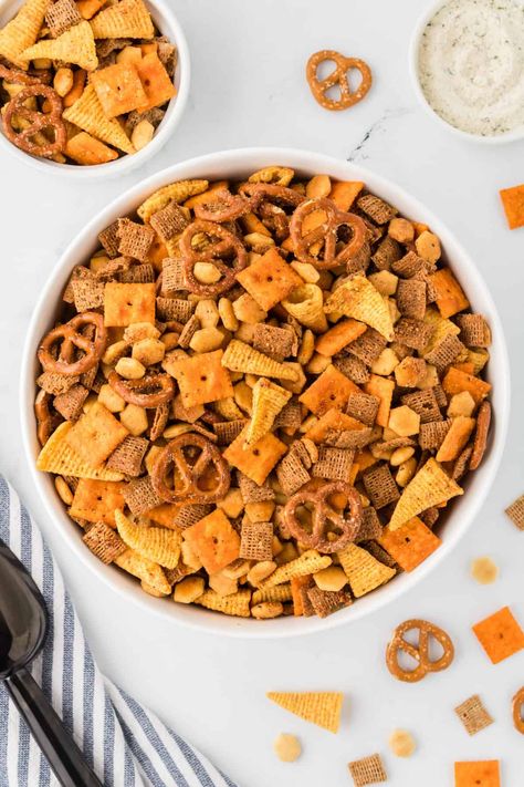 Gluten Free Ranch Chex Mix Recipes, Chex Mix With Popcorn Oil, Zesty Ranch Chex Mix Recipes, Diy Chex Mix Recipes Bold, Cheesy Ranch Chex Mix Recipes, Baked Snack Mix Recipes, Ranch Chex Mix Snack, Nuts And Bolts Recipe Best Ranch, Ranch Trail Mix Recipes