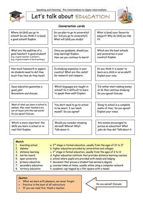 This worksheet contains 18 conversation cards and a matching exercise. The cards can be cut out if desired and be used as conversation questions. Can be used with both young learners and adults (pre-int to upper-intermediate). Suitable for older teens, university students, and adults due to the more serious nature of this topic. Speaking Activities English, Teaching Weather, Speaking Tips, Conversation Questions, Teaching English Abroad, Teaching English Online, Conversation Cards, Esl Lessons, Speaking Activities