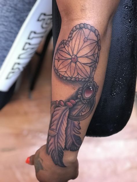 Feather tattoo #feather #Tattoo #tattoos Dream Catcher Tattoo On Forearm, Dream Catcher Tattoo Black Women, Feather And Butterfly Tattoos For Women, Feather Sleeve Tattoo, Two Feathers Tattoo Native American, Dream Catcher With Names Tattoo, Feather Tattoo Black, Tattoo Feather, Dark Skin Tattoo