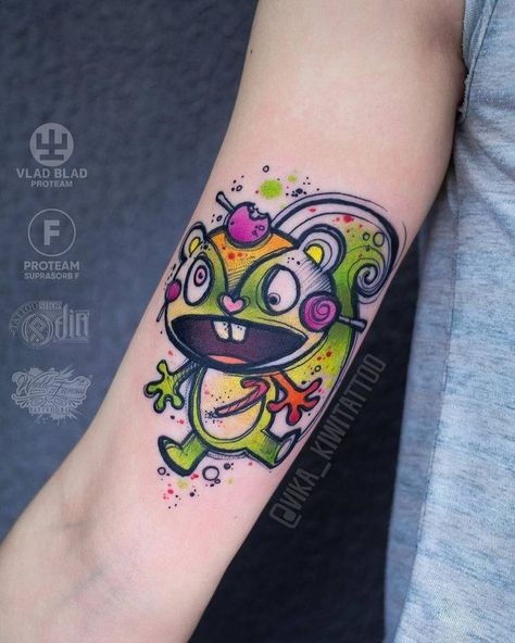 Nutty Tattoo by vika_kiwitattoo Color Tatoos, Graphic Watercolor, Unique Hand Tattoos, Polish Tattoos, Tattoos To Cover Scars, Mommy Tattoos, Alien Tattoo, Watercolor Tattoos, Tattoo Graphic