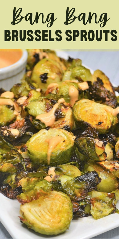 A plate of saucy bang bang brussels sprouts. Air Fryer Brussel Sprouts, Best Brussels Sprouts, Fried Brussel Sprouts, Cooking Brussel Sprouts, Bang Bang Sauce, Sprouts Recipe, Shredded Brussel Sprouts, Roasted Brussel, Sprout Recipes