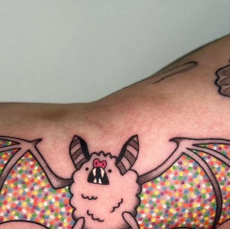 Deryk Webb on Instagram: "🦇From my Flash🦇 Thanks a whole bunch Becca 🙏 📍 @confetti.club.tattoo . #nashvilletattoo #uvtattoo #battattoo" Bunnicula Tattoo, Confetti Tattoo, Nashville Tattoo, Club Tattoo, Uv Tattoo, Bat Tattoo, Hand Tattoo, November 11, Hand Tattoos