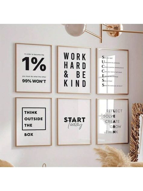 3pcs Office Home Office Motivational Inspirational Canvas Wall Art Poster Positive Self-Care Affirmations Aesthetic Affirmation Art No Framed Black and White Simple   Canvas Letter    Home Decor, size features are:Bust: ,Length: ,Sleeve Length: Trendy Office Desk Decor, Affirmation Wall Decor Ideas, Office Decor Motivational, Neon Signs Office Decor, Work Desk Wall Decor, Yellow Office Decor Ideas, Cute Office Inspiration, Zen Office Ideas Professional, Motivational Frames For Office