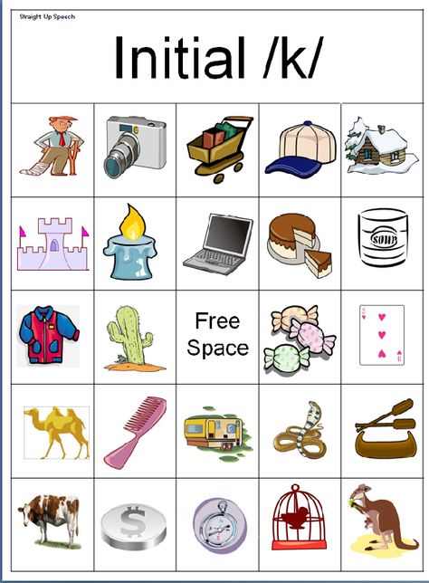 medial k words with pictures | 4different picture bingo boards with all word positions ... Articulation Activities Preschool, K Words, Speech Therapy Activities Elementary, Picture Bingo, Articulation Therapy Activities, Speech Therapy Activities Language, Articulation Worksheets, Speech Therapy Tools, Speech Games