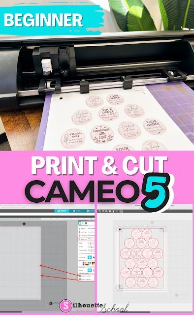 First Print and Cut with Silhouette CAMEO 5 for Beginners Silhouette Hacks, Print And Cut Silhouette, Silhouette Cameo Projects Beginner, Vinyl Projects Silhouette, Silhouette School Blog, Cricut Print And Cut, Silhouette Cameo Crafts, Make Stickers, Silhouette School