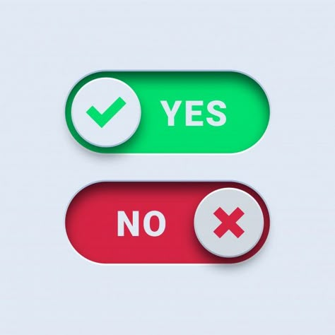 Yes green checkmark and no red cross swi... | Premium Vector #Freepik #vector #button #chart #graphic #check Yes And No, Banner Template Photoshop, Yes No, Logo Design Negative Space, Digital Graphics Art, Gold Design Background, Image King, Happy Valentines Day Images, Football Illustration