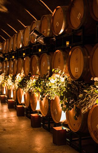 Elegant Sonoma Wedding in A Wine Cave - Inspired By This Wine Cellar Wedding, Nappa Valley, Winery Decor, Wine Barrel Wall, Photowall Ideas, Winery Tasting Room, Wine Cave, Barrel Room, Wine Vineyards