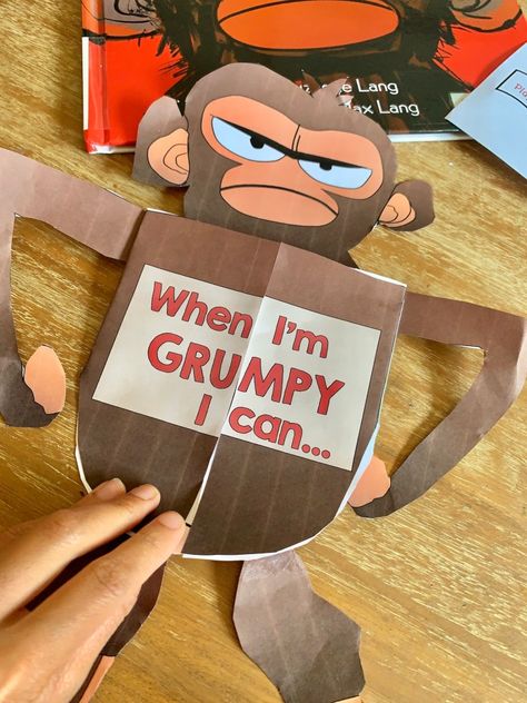 Monkey Theme Preschool Activities, Preschool Monkey Activities, Grumpy Monkey Book Activities, Grumpy Monkey Craft, Social Emotional Activities Preschool, Monkey Activities, Grumpy Monkey, Monkey Craft, March Preschool