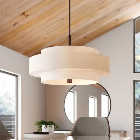 Andover Mills™ Paquette 5 - Light Dimmable Drum Chandelier & Reviews | Wayfair Dining Room Lighting Chandeliers, Oval Dining Room Table, Drum Pendant Lighting, Best Ceiling Fans, Pendant Lighting Dining Room, Wayfair Furniture, White Pendant Light, Drum Chandelier, Dimmable Lamp