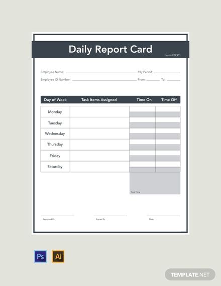 Employee Daily Report Template (1) | PROFESSIONAL TEMPLATES Daily Report Template, School Report Card, Daily Report, Progress Report Template, Report Card Template, Daily Progress, Professional Graphic Design, Progress Report, Report Card