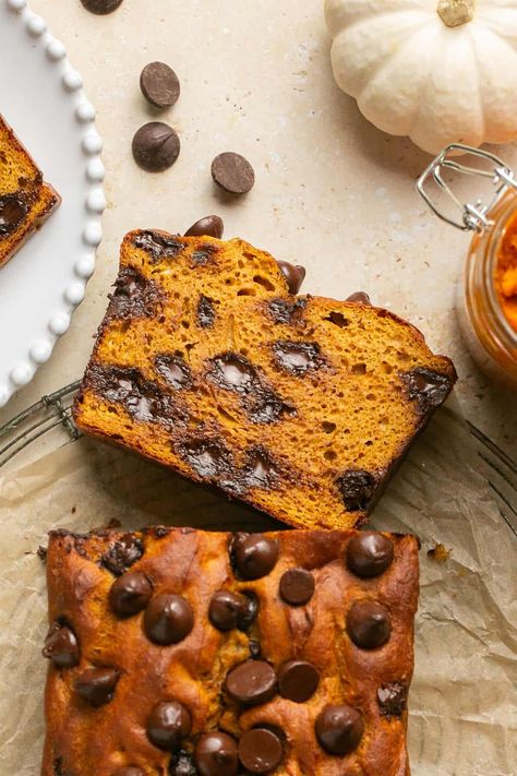 Oh Snap Macros, Pumpkin Bread With Chocolate Chips, Chocolate Pumpkin Bread, Bread With Chocolate Chips, Spice Cake Mix And Pumpkin, Bread With Chocolate, Pumpkin Cravings, Moist Pumpkin Bread, Chocolate Chip Bread