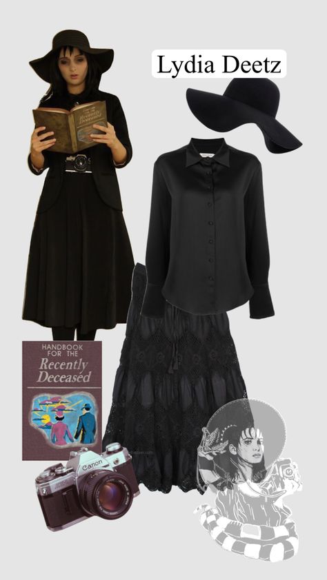 Lydia Beetlejuice Costume, Beetlejuice Costume Diy, Beetlejuice Outfits, Lydia Deetz Costume, Lydia Deetz Cosplay, Beetlejuice Halloween Costume, Goth Halloween Costume, Epic Halloween Costumes, Lydia Beetlejuice